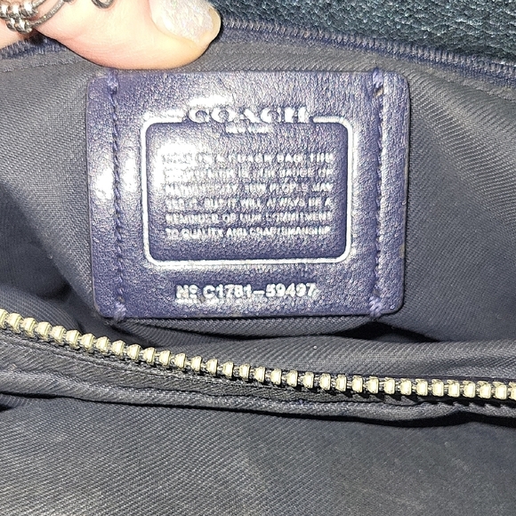 Coach SET Metallic Blue Studded Women's Bag and Matching Wristlet - Picture 3 of 13